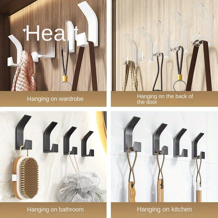 5pcs Set No-Drill Wall Hooks - Versatile Sticky Hooks for Bedroom, Kitchen, Bathroom - Ideal for Clothes & Hats Storage