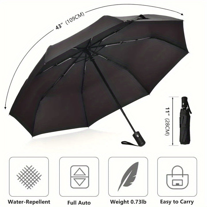 Stylish Automatic Folding Umbrella - Windproof, Waterproof, 8-Rib Durability for Men & Women - Perfect for Business or Casual Use