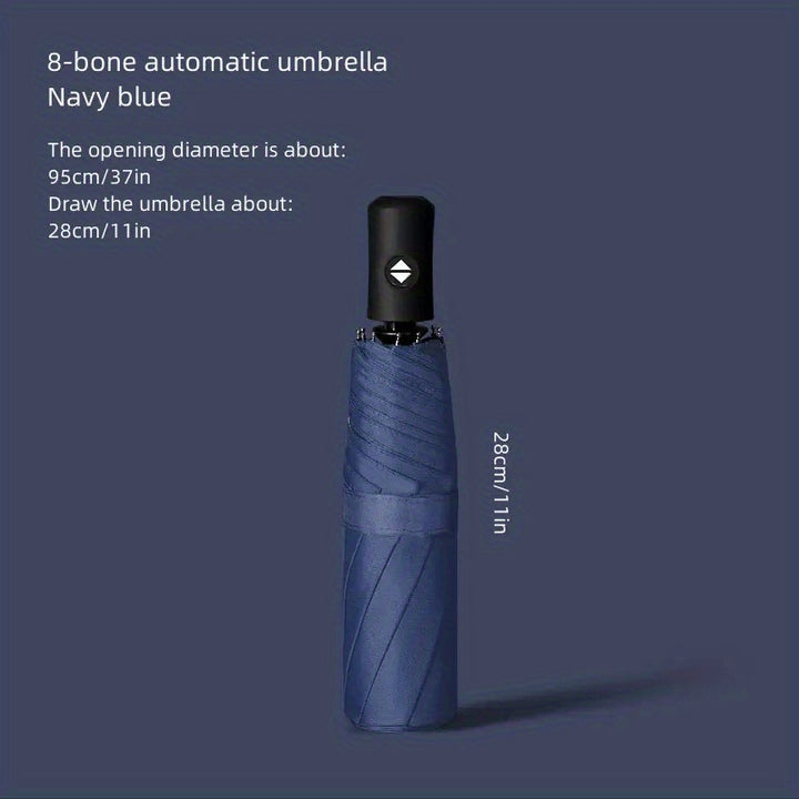 Stylish Automatic Folding Umbrella - Windproof, Waterproof, 8-Rib Durability for Men & Women - Perfect for Business or Casual Use