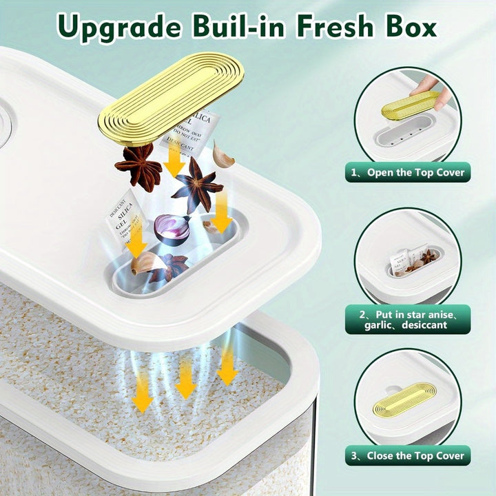 11/22-pound Large-capacity Rice Container Comes with A Measuring Cup And Time Markings, Perfect for Kitchen Organization And Pantry Storage Of Grains And Dry Foods