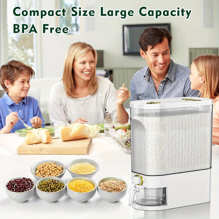 11/22-pound Large-capacity Rice Container Comes with A Measuring Cup And Time Markings, Perfect for Kitchen Organization And Pantry Storage Of Grains And Dry Foods