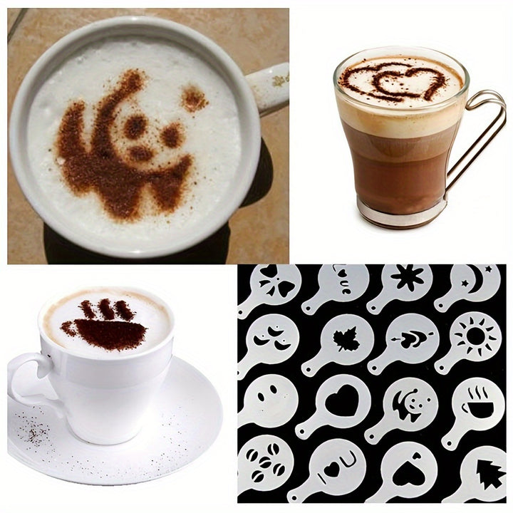 16pcs Coffee Art Stencil Set - Durable Plastic, Rust-Proof & Lead-Free for Perfect Latte Designs at Home, Cafes & Restaurants