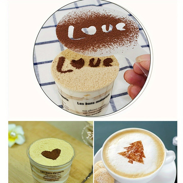 16pcs Coffee Art Stencil Set - Durable Plastic, Rust-Proof & Lead-Free for Perfect Latte Designs at Home, Cafes & Restaurants