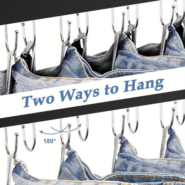 14-Hook Wooden Belt Hanger, Polished Multi-Functional Organizer, Space-Saving Clothes Drying Rack for Ties, Camisoles, Scarves, Belts, Home Storage for Bathroom, Bedroom, Closet, Wardrobe