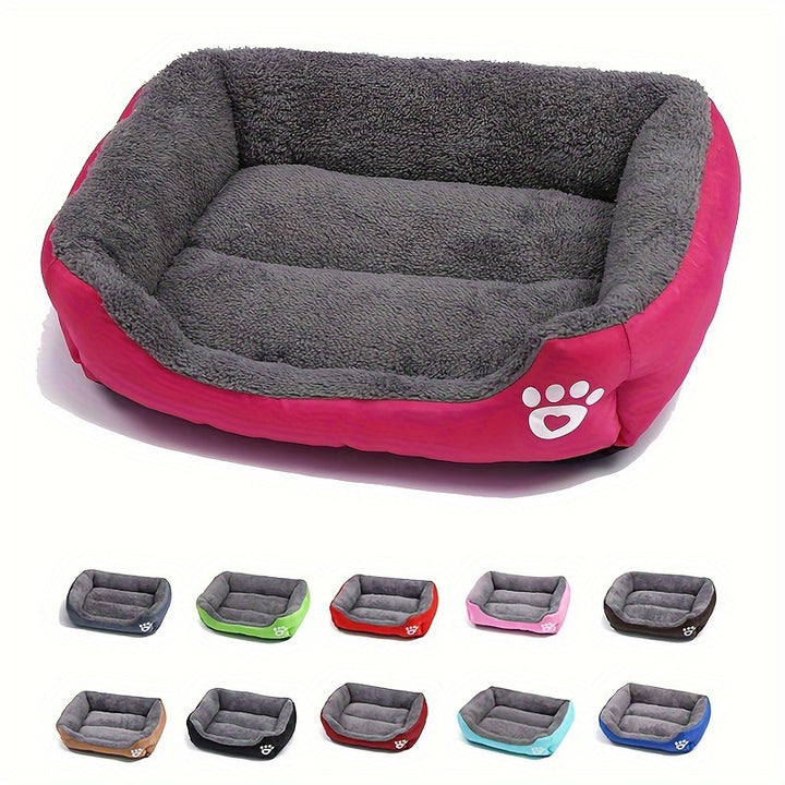 Large Square Waterproof Plush Pet Bed - 1pc Cozy Dog Cat Kennel - Washable Summer Mat for Medium to Large Dogs, Pet Supplies