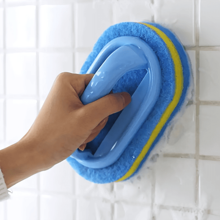 1pc Ergonomic Magic Sponge Scrubber with Handle - Reusable, Non-Electric Cleaning Tool for Sparkling Kitchen & Bathroom Surfaces, Ideal for Glass, Walls, Toilets & Ceramics, Halloween gift, Christmas gift