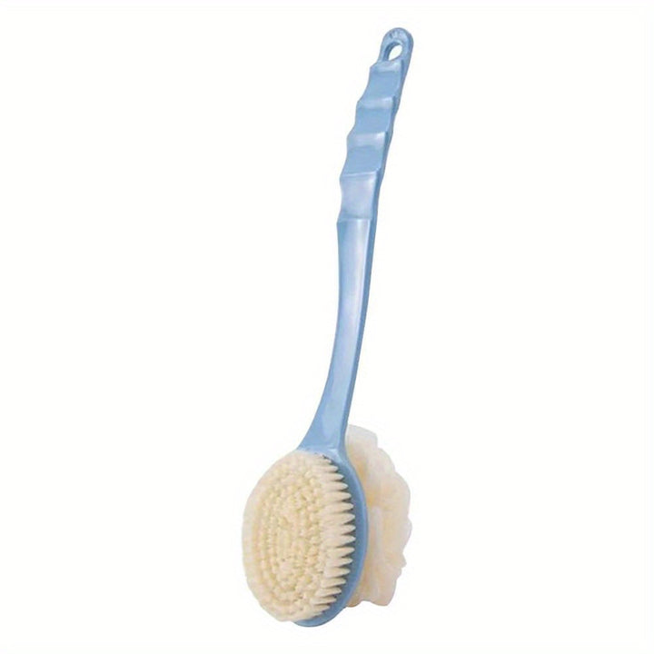 2-in-1 Dual-Headed Bath Brush with Soft Loofah - Perfect for Back Scrubbing, Oil-Free & Battery-Free