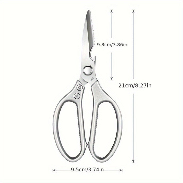 1 Pack Multi-Function Kitchen Scissors Heavy Duty Sharp 304 Stainless Steel, Sliver Apartment Kitchen Accessories Cooking Shears for Chicken Meat Fish Poultry (Sliver)