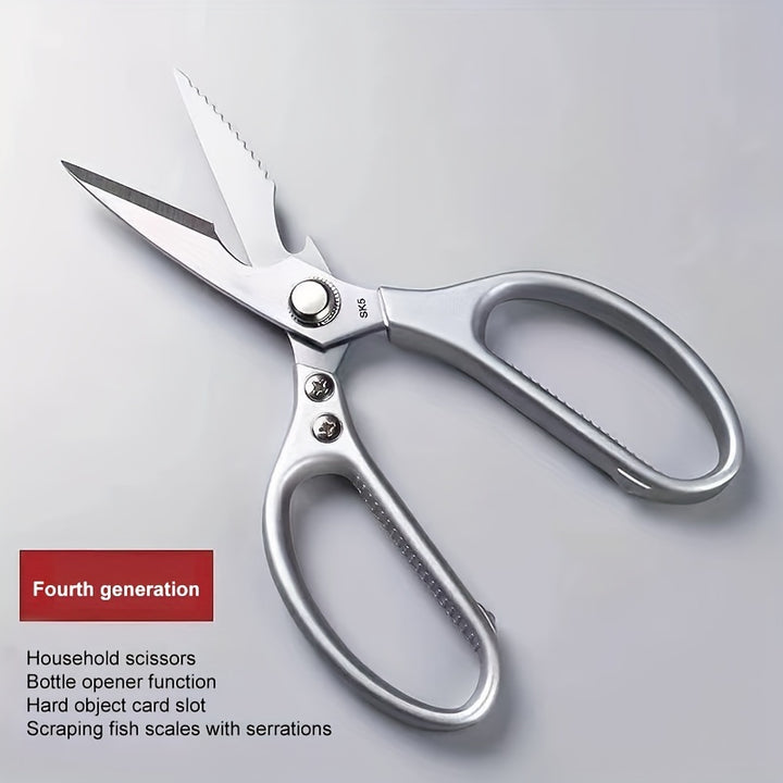 1 Pack Multi-Function Kitchen Scissors Heavy Duty Sharp 304 Stainless Steel, Sliver Apartment Kitchen Accessories Cooking Shears for Chicken Meat Fish Poultry (Sliver)