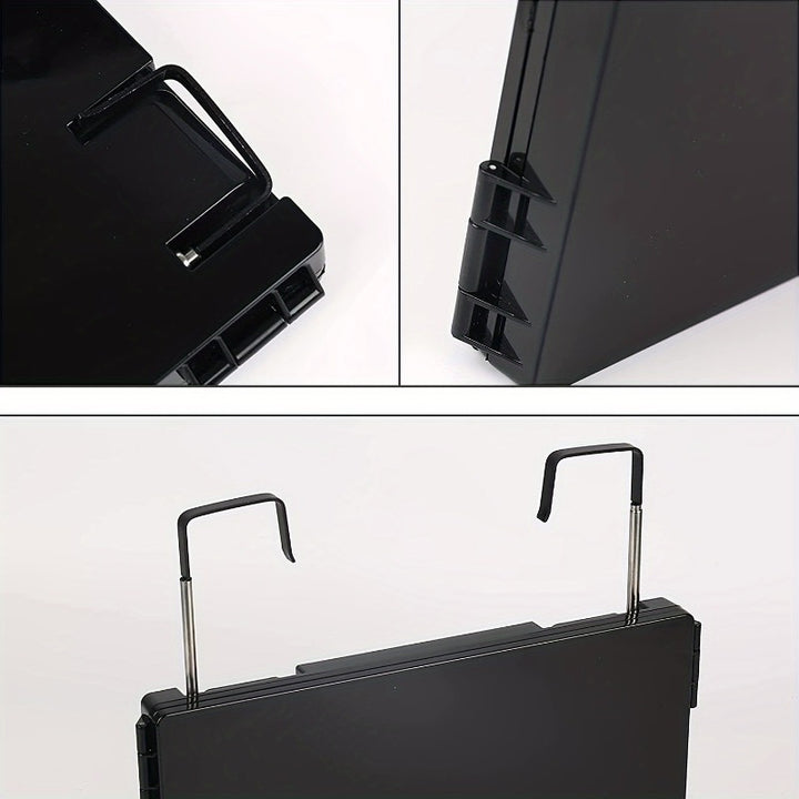 360° rotating 3-Way Trifold Mirror - Height Adjustable with Hooks for Effortless Self-Hair Cutting & Makeup Application