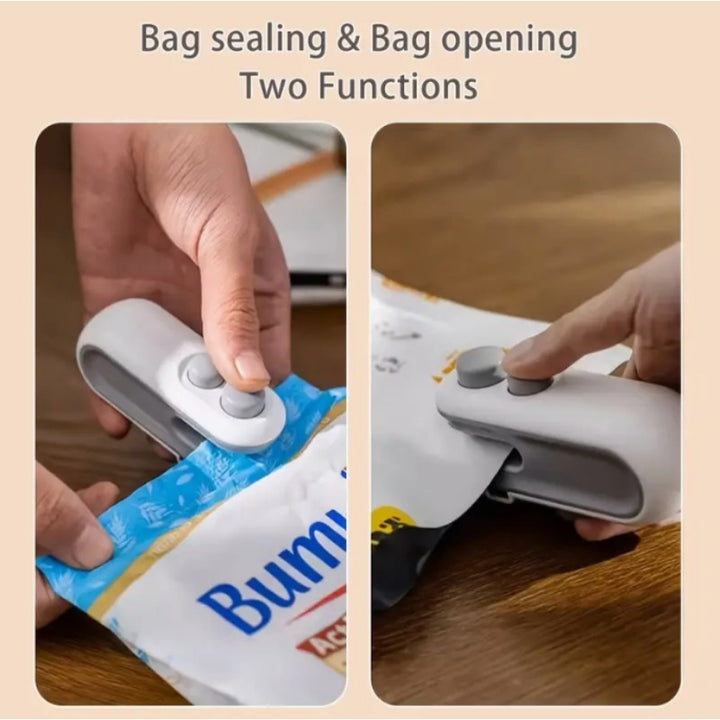 [2-in-1 Mini Snack Sealer & Cutter] Compact 2-in-1 Mini Snack Bag Sealer & Cutter - USB Rechargeable, Heat Vacuum Seals Chips & Plastic Bags, Keeps Food Fresh, with Easy-Press Controls & Portable Design - Ideal for Home Kitch