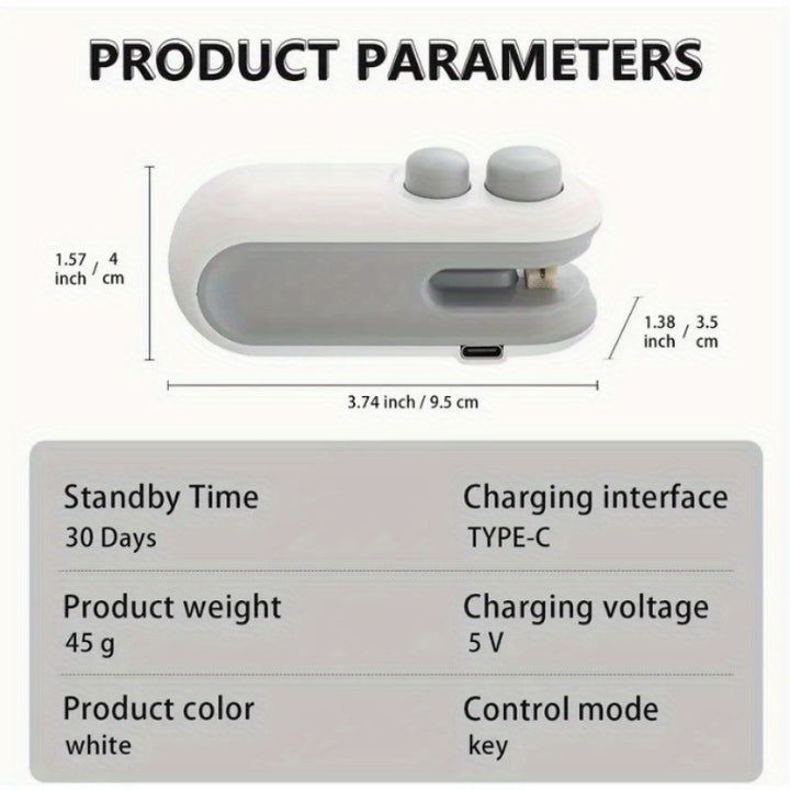 [2-in-1 Mini Snack Sealer & Cutter] Compact 2-in-1 Mini Snack Bag Sealer & Cutter - USB Rechargeable, Heat Vacuum Seals Chips & Plastic Bags, Keeps Food Fresh, with Easy-Press Controls & Portable Design - Ideal for Home Kitch