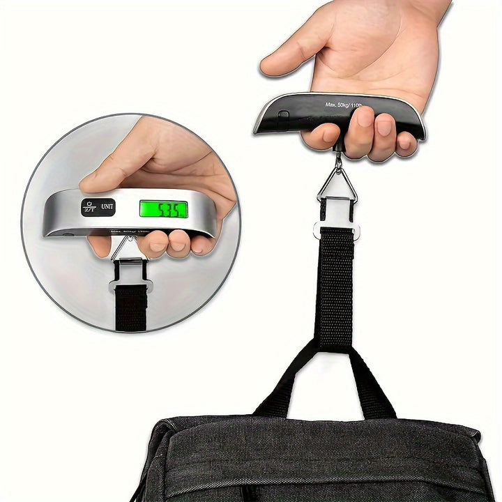 Digital Luggage Scale, Portable Electronic Weight Scale with Backlit LCD Display, High-Precision Travel Bag Weighing Scale, Battery Powered, Plastic, Sports Style, Non-Washable - Max 50kg/110lb Capacity