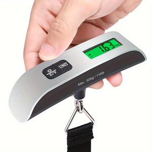 Digital Luggage Scale, Portable Electronic Weight Scale with Backlit LCD Display, High-Precision Travel Bag Weighing Scale, Battery Powered, Plastic, Sports Style, Non-Washable - Max 50kg/110lb Capacity