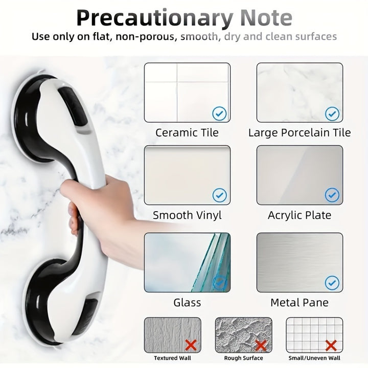 [Safety Grab Bars] 2pcs 12" Shower Safety Grab Bars with Strong Suction Cups | Non-Slip Assistance Handles for Elderly, Bench & Chair Support, Plastic Material, Easy Installation for Bathroom Safety | Modern Bathroom Accessor