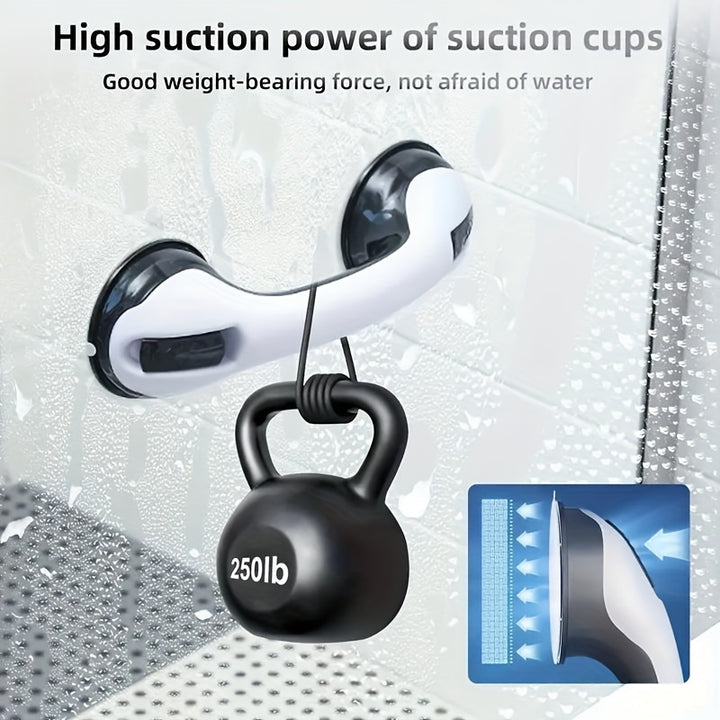 [Safety Grab Bars] 2pcs 12" Shower Safety Grab Bars with Strong Suction Cups | Non-Slip Assistance Handles for Elderly, Bench & Chair Support, Plastic Material, Easy Installation for Bathroom Safety | Modern Bathroom Accessor