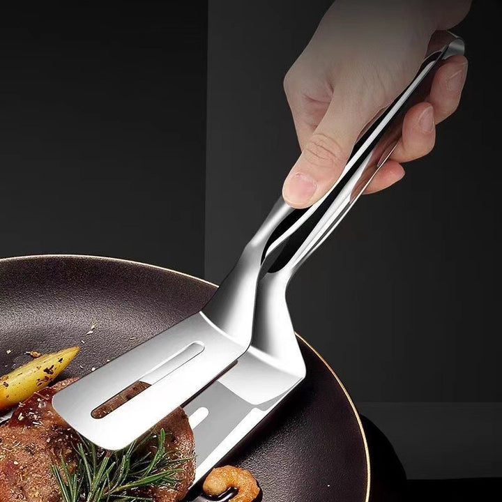 Versatile Non-Stick Stainless Steel Spatula with Clamp - Perfect for Fish & Steak, Ideal for Home Kitchens and Restaurants