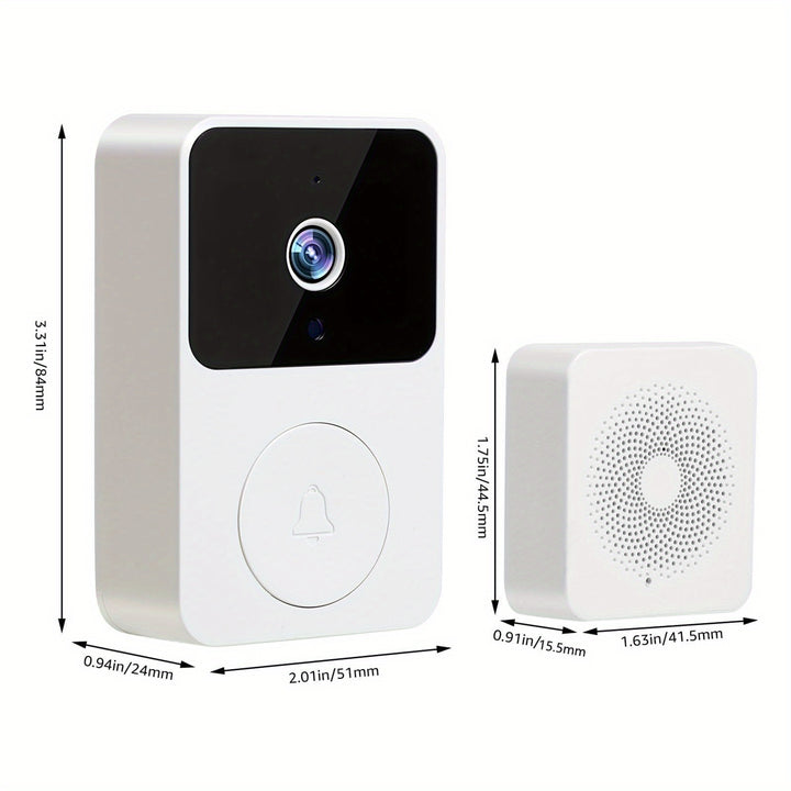 [HD Wireless Doorbell] 65° HD Wireless Video Doorbell Camera with Two-Way Talk, Night Vision | App Remote Control, Self-Adhesive Installation, Battery-Powered (3 AAA) for Home Security