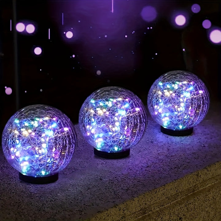 4pcs Lumières Extérieures à Panneaux Solaires en Verre Craqué – Lumières de Chemin de Jardin avec Piquets, Charge de 2 Heures, Utilisation de 6-8 Heures, Idéal pour la Saint-Valentin & Décor de Mariage, Idée Cadeau pour Patio, Pelouse & Allée