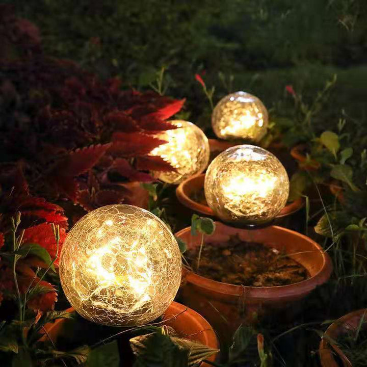 4pcs Lumières Extérieures à Panneaux Solaires en Verre Craqué – Lumières de Chemin de Jardin avec Piquets, Charge de 2 Heures, Utilisation de 6-8 Heures, Idéal pour la Saint-Valentin & Décor de Mariage, Idée Cadeau pour Patio, Pelouse & Allée