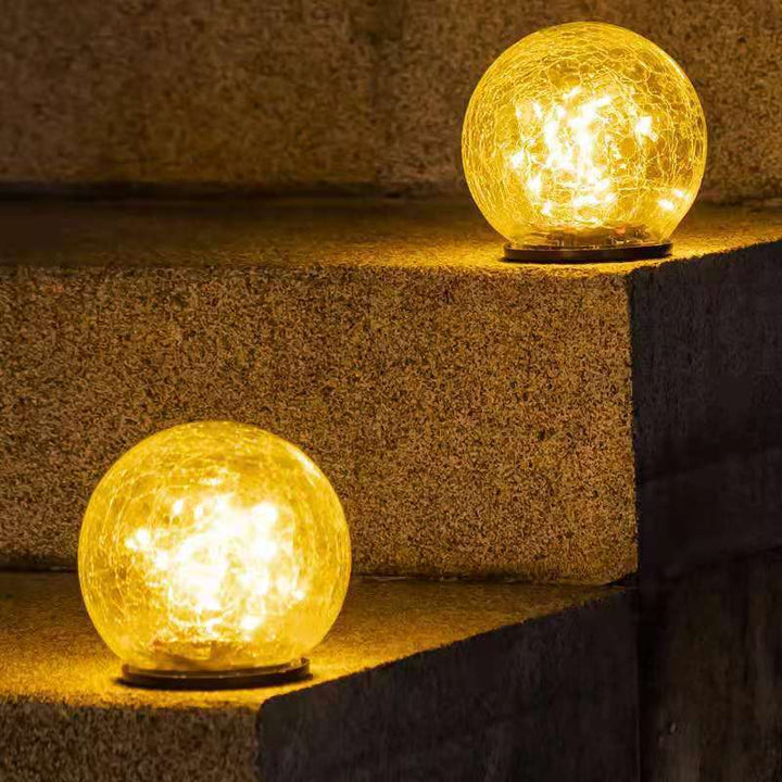 4pcs Lumières Extérieures à Panneaux Solaires en Verre Craqué – Lumières de Chemin de Jardin avec Piquets, Charge de 2 Heures, Utilisation de 6-8 Heures, Idéal pour la Saint-Valentin & Décor de Mariage, Idée Cadeau pour Patio, Pelouse & Allée