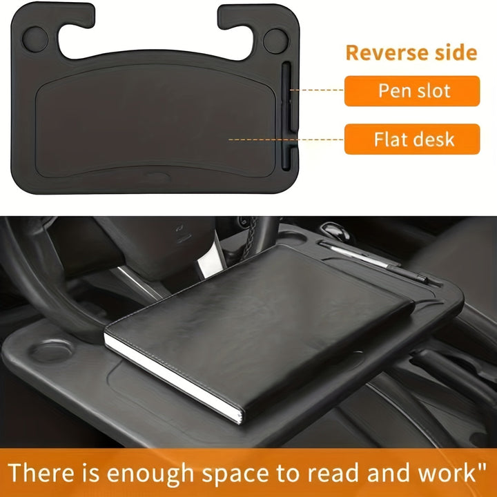 [Portable Table] Car Steering Wheel Tray - Multifunction Portable Table - Perfect for Eating, Working & Storing in Most Cars