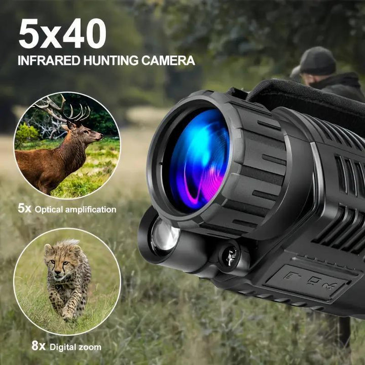 HD 1080P Infrared Night Vision Monocular with Lightless Visual, USB Rechargeable, for Night Photography, Video Recording, Hunting, Camping - Memory Card Not Included, Looking Glass Camera, IR Illuminator