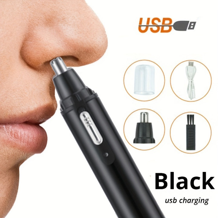 Tondeuse à cheveux de nez et d'oreilles rechargeable USB pour hommes et femmes - Épilation faciale sans douleur, batterie lithium de 400mAh, comprend un couvercle de protection, appareil d'épilation