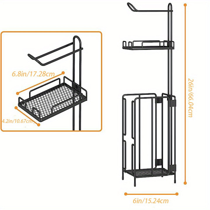 Freistehender Toilettenpapierhalter, freistehender Toilettenpapierrollenhalter mit Metallverzierung und Spender zur Aufbewahrung von 3 zusätzlichen Rollen Reserve-Toilettenpapier, Weihnachten