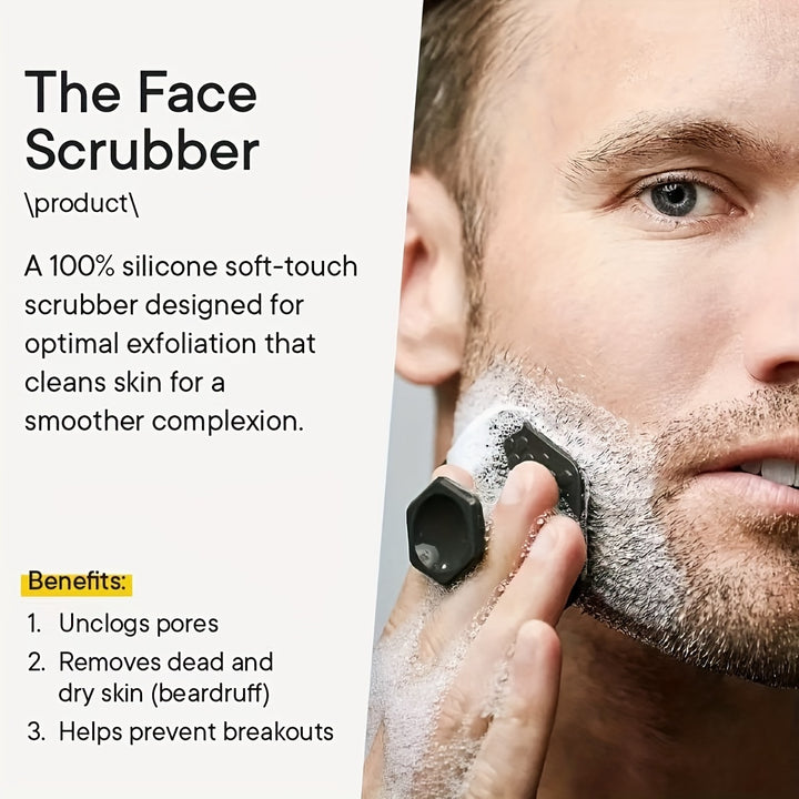 Men's Silicone Face Scrubber - Gentle Exfoliator Pad & Massager For Deep Cleansing And Dead Skin Removal, Fragrance-Free Personal Care