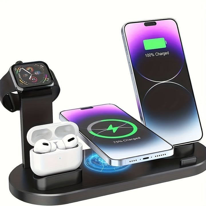 Wireless Charging Station, 3in 1 Wireless Charger Stand, Multi Fast Wireless Charging Dock for iPhone Multiple Devices for iPhone 16/ 15/ 14/ 13/ 12/11/ Pro/ Max/ X/ XS/ XR, for Airpods 3/ 2/ Pro, for Samsung S23 Ultra S22/ S