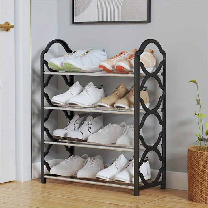 Stainless Steel 4 Tier Shoe Rack Organizer - Free-Standing Shoe Storage Cabinet for Closet, Front Door Entrance, and Entryway - Easy to Install and Space Saving