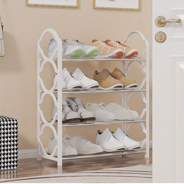 Stainless Steel 4 Tier Shoe Rack Organizer - Free-Standing Shoe Storage Cabinet for Closet, Front Door Entrance, and Entryway - Easy to Install and Space Saving