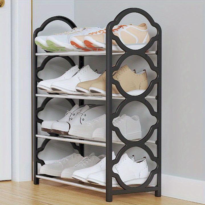 Stainless Steel 4 Tier Shoe Rack Organizer - Free-Standing Shoe Storage Cabinet for Closet, Front Door Entrance, and Entryway - Easy to Install and Space Saving