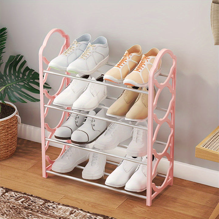 Stainless Steel 4 Tier Shoe Rack Organizer - Free-Standing Shoe Storage Cabinet for Closet, Front Door Entrance, and Entryway - Easy to Install and Space Saving