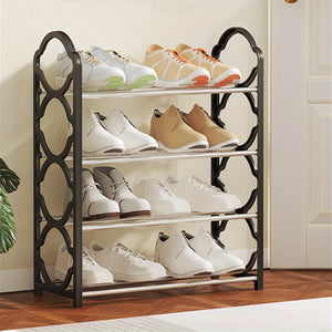 Stainless Steel 4 Tier Shoe Rack Organizer - Free-Standing Shoe Storage Cabinet for Closet, Front Door Entrance, and Entryway - Easy to Install and Space Saving