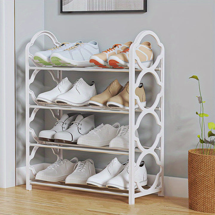 Stainless Steel 4 Tier Shoe Rack Organizer - Free-Standing Shoe Storage Cabinet for Closet, Front Door Entrance, and Entryway - Easy to Install and Space Saving