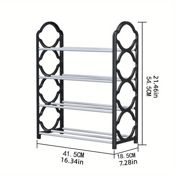 Organisateur de rangement à chaussures en acier inoxydable à 4 niveaux - Armoire de rangement à chaussures autoportante pour placard, entrée de porte d'entrée et hall d'entrée - Facile à installer et gain de place