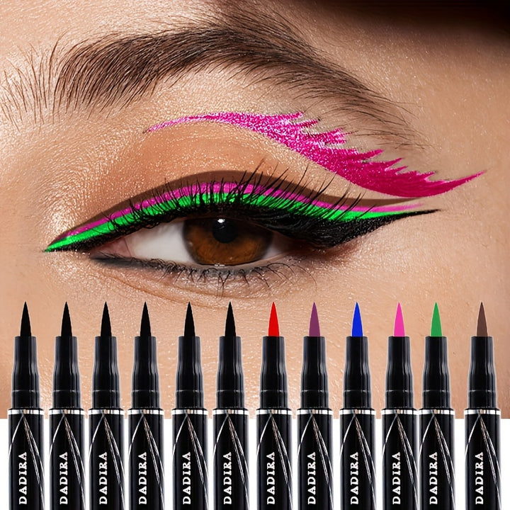 [Waterproof Smudge-Resistant] 12pcs Eyeliner Makeup Set | Waterproof, Smudge-Resistant, Easy To Apply | Ideal For Valentine's Day & Mother's Day & Christmas & Halloween And Other Gatherings | Includes 7 Vibrant Colors + Black