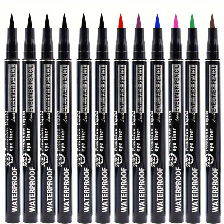 [Waterproof Smudge-Resistant] 12pcs Eyeliner Makeup Set | Waterproof, Smudge-Resistant, Easy To Apply | Ideal For Valentine's Day & Mother's Day & Christmas & Halloween And Other Gatherings | Includes 7 Vibrant Colors + Black