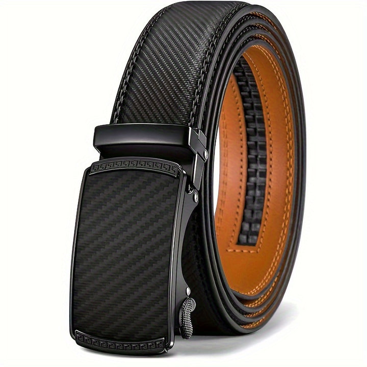 2pcs Genuine Leather Ratchet Belt for Men - Adjustable Automatic Buckle, Versatile Casual Business Style, Durable Alloy Buckle, High-Quality Leather Panel, Easy to Wear And Suitable for Any Occasionvalentine'S Day