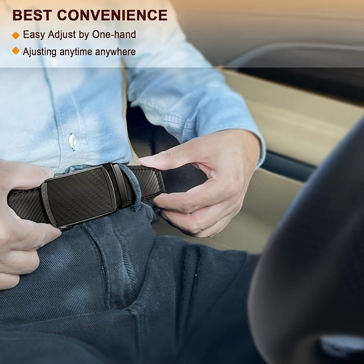 2pcs Genuine Leather Ratchet Belt for Men - Adjustable Automatic Buckle, Versatile Casual Business Style, Durable Alloy Buckle, High-Quality Leather Panel, Easy to Wear And Suitable for Any Occasionvalentine'S Day