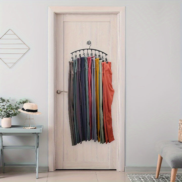 One Hanger, Hanging Rack Space-Saving Curved Hanger, Suitable for Yoga Pants and Leggings-One with 10 Wardrobe Organizer Clips, Suitable for Clothes Shop Pants Socks Hanger