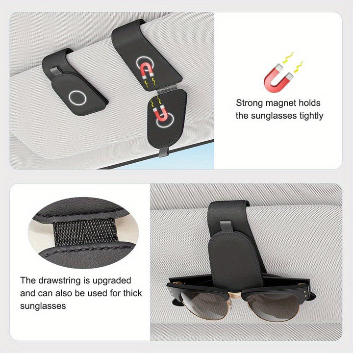 [Magnetic Sunglass Holder] 2pcs Magnetic Cloth Sotfamily Sunglass Holder for Car Visor, Glasses Clip