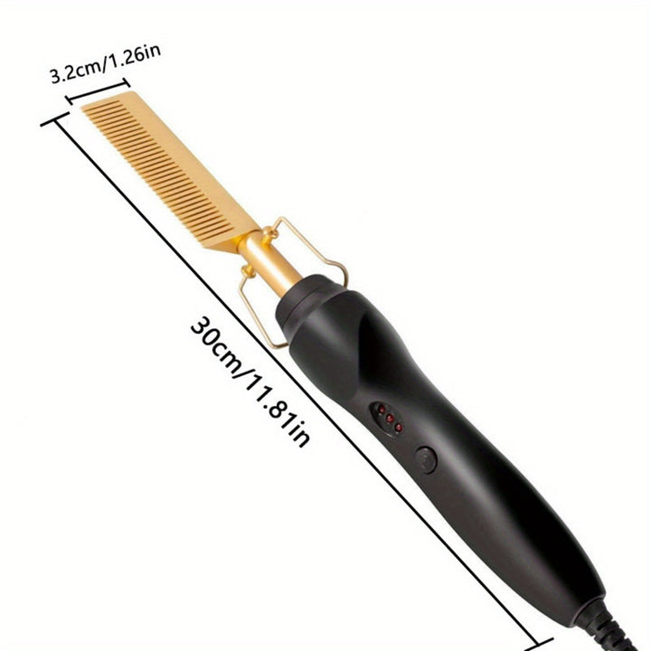 Piastra per Capelli Portatile in Ceramica, Piastra Calda in Rame per Arricciare/Stirare i Capelli, Spazzola per Acconciature per Capelli, Barba, Parrucca, Strumenti per Acconciature per Capelli Bagnati e Asciutti