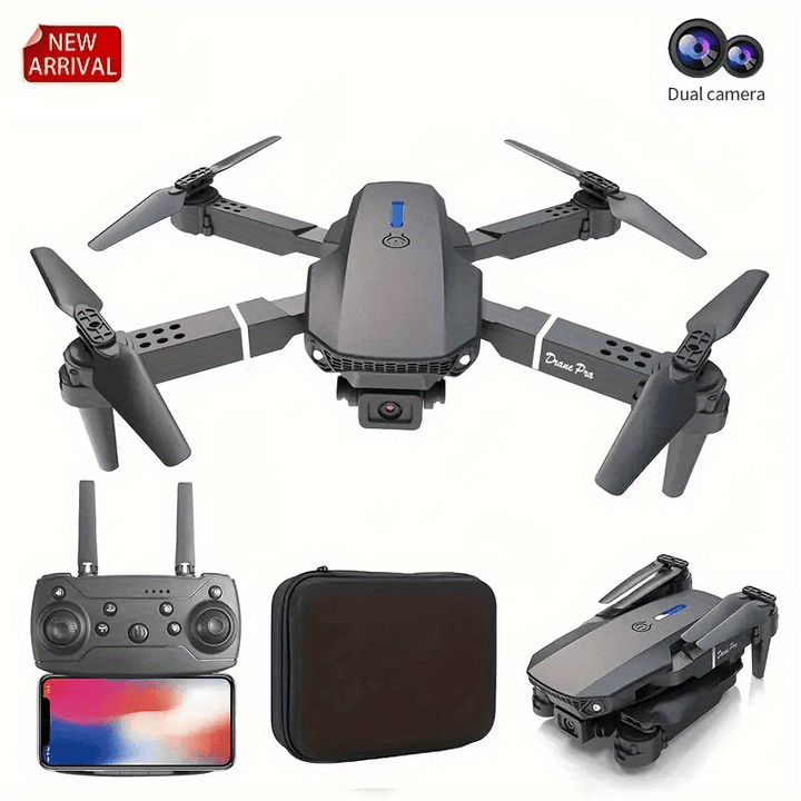 E88 Drone with Dual HD Cameras, 480p Video, Wi-Fi, USB Charging, 1181.1inch Max Altitude, 3m/s Speed, 96g Max Takeoff, Beginner Level, Indoor Use, App Control, One-Click Return, Rechargeable Battery, No GPS - Perfect for Aeri