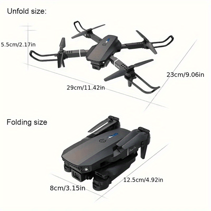 E88 Drone with Dual HD Cameras, 480p Video, Wi-Fi, USB Charging, 1181.1inch Max Altitude, 3m/s Speed, 96g Max Takeoff, Beginner Level, Indoor Use, App Control, One-Click Return, Rechargeable Battery, No GPS - Perfect for Aeri