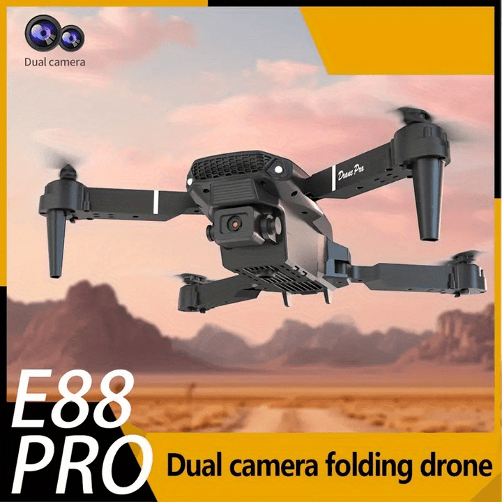 E88 Drone with Dual HD Cameras, 480p Video, Wi-Fi, USB Charging, 1181.1inch Max Altitude, 3m/s Speed, 96g Max Takeoff, Beginner Level, Indoor Use, App Control, One-Click Return, Rechargeable Battery, No GPS - Perfect for Aeri