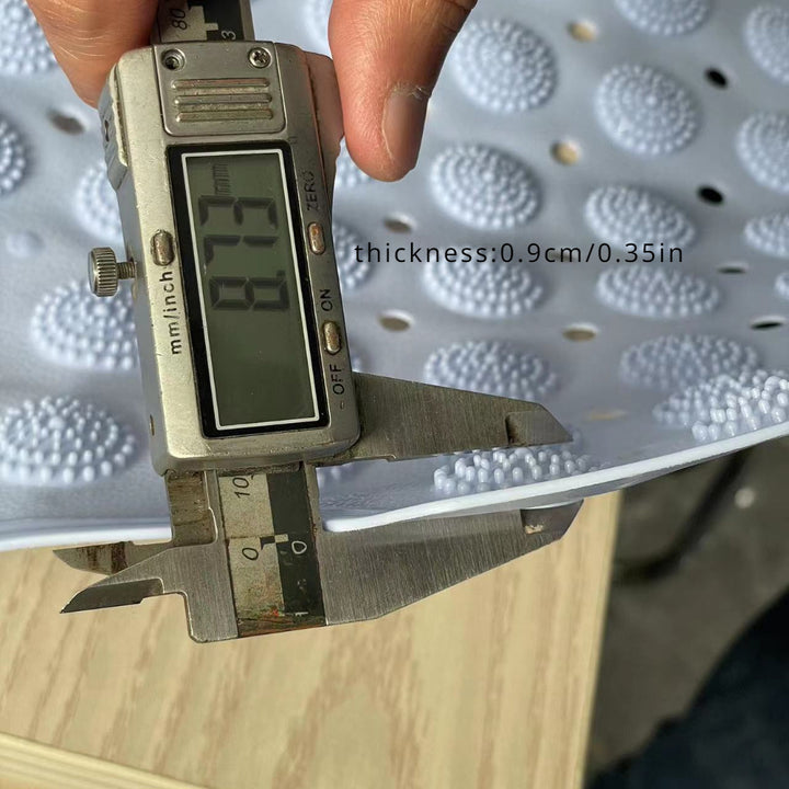 Light Blue Textured Anti-Slip Bath Mat with Drainage Holes - PVC Shower Stall Mat for Home Bathroom, Circular Pattern Design, 0.8cm Thick, 2600g/㎡, Rectangular Shape, Bathroom Accessories