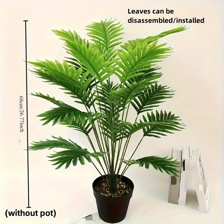 2pcs Lifelike Artificial Palm Plants with Large Leaves - Perfect for Indoor/Outdoor Decor, Weddings, Hotels, Gardens, and Seasonal Events - Durable Plastic Greenery in Black Pots, Palm Tree Decor